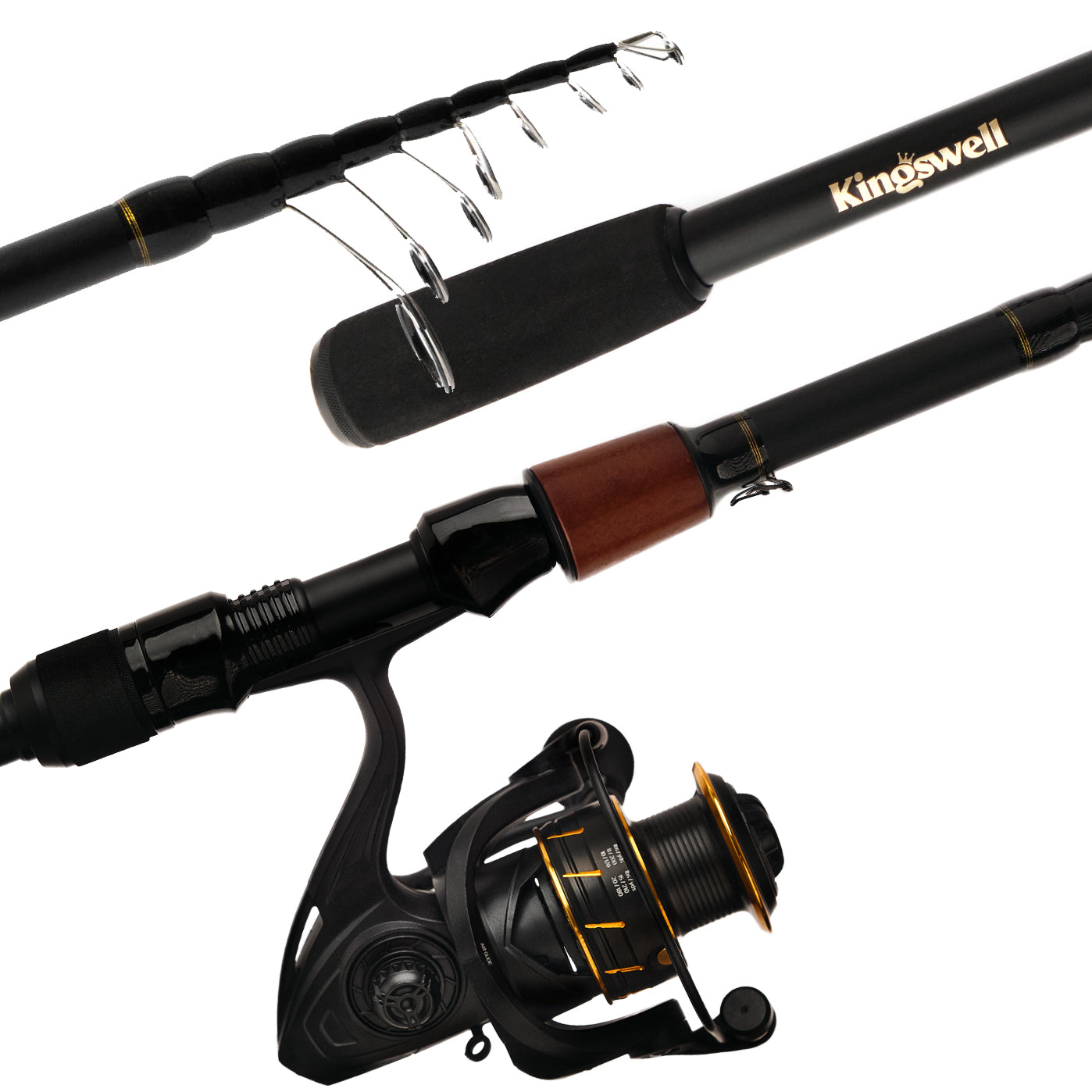 Fishing Rod Reel Combos with 5 Section Portable M Power Casting
